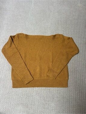 Babaton Golden Mustard Ribbed Crewneck Sweater